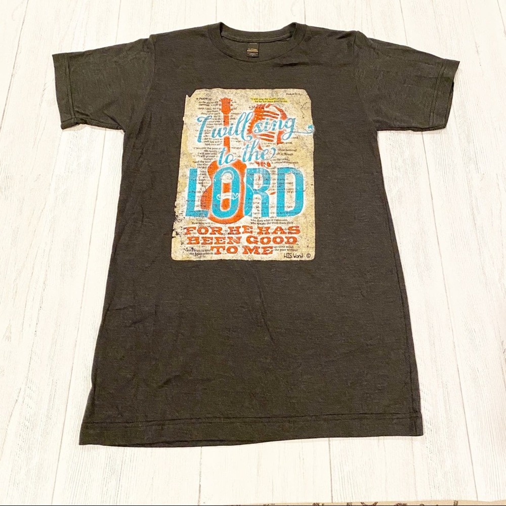 I Will Sing To The Lord Psalms 12:6 Crewneck T-Shirt Grey NEW Boutique Tee Large